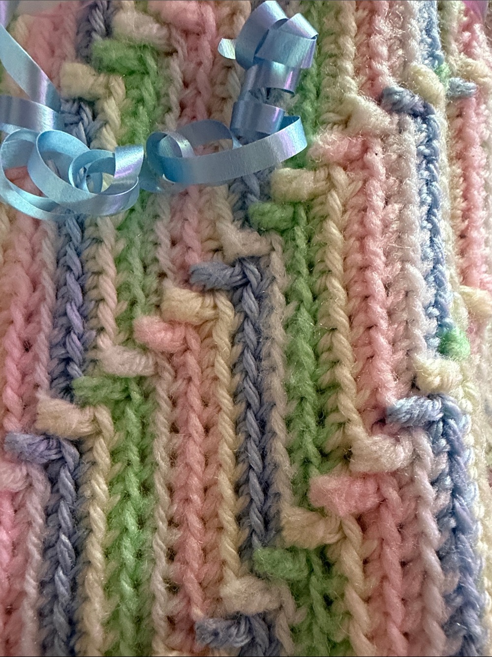 Handmade Pastel Striped Crochet Throw – Pink, Green, Blue Cottagecore Blanket